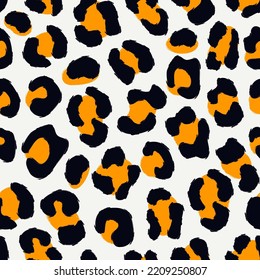 Animal skin print. Leopard seamless pattern. Natural wildlife camouflage texture. Repeating spots motif. Hand drawn background. Vector abstract wallpaper