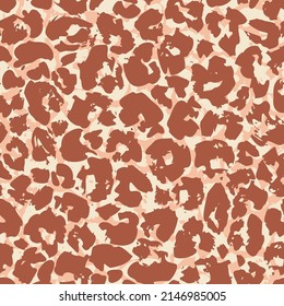 Animal skin print. Leopard`s spotted fur seamless pattern design. Trendy abstract texture with brush strokes, rosettes. Trendy vector illustration for surface wrapping, fabric design
