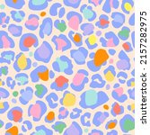 Animal skin print in rainbow colors. Colorful leopard spot seamless pattern design. Abstract blob, rosettes texture Summer ice cream colored vector illustration for surface wrapping, fabric design