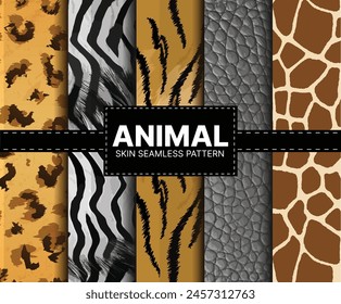 The "Animal Skin Seamless Pattern" graphics design product has patterns that are seamless and look like the textures of animal skin. From tiger stripes to leopard spots.