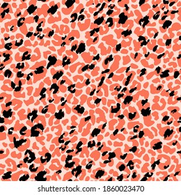 Animal skin seamless pattern. Leopard`s spotted fur imitation. Creative leopard rosettes background. Digital art in pastel nordic colors. Trendy vector illustration for surface wrapping, fabric design