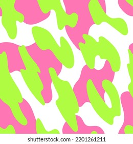 Animal skin seamless pattern in neon colors. Vector abstract background. Liquid shapes. Perfect for textile, fabric, wrapping paper. 90s, 00s aesthetic. 
