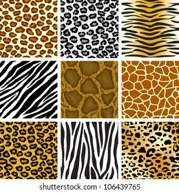 animal skin seamless pattern set