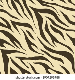 Animal skin seamless pattern, simple zebra skin in dark brown on bright brown