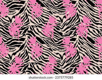 Animal skin seamless pattern. zebra vibes with graphical. vector illustration