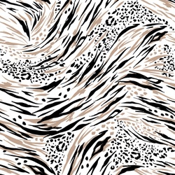 Animal skin tiger ,and cheetah,lepard in safari mood in the wave way seamless pattern in vector , Design for fashion ,fabric, web, wallpaper , wrapping , and all graphic type white background color