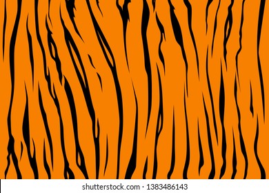 animal skin, tiger stripes, abstract pattern, line background, zebra print, fabric. vector illustration. Black and orange repeat seamless