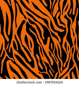 Animal skin, tiger stripes, line background, zebra print, fabric abstract seamless repeat pattern.