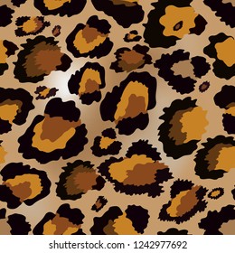 Animal Skin, Vector Seamless pattern of leopard skin on brown background, Wild Animals pattern for textile or wall paper