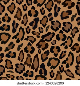 Animal Skin, Vector Seamless pattern of leopard skin on brown background, Wild Animals pattern for textile or wall paper