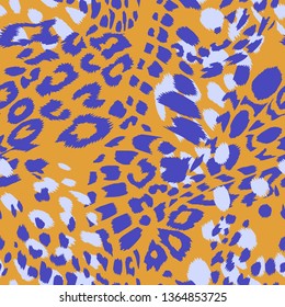 Animal skin vector seamless pattern. Leopard spots fur texture design. Vintage background. 