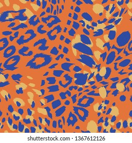 Animal skin vector seamless pattern. Leopard spots fur texture design. Vintage background. 