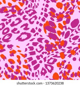 Animal skin vector seamless pattern. Leopard spots fur texture design. Vintage background. 