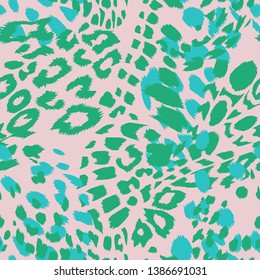 Animal skin vector seamless pattern. Leopard spots fur texture design. Vintage wild cat texture background. 