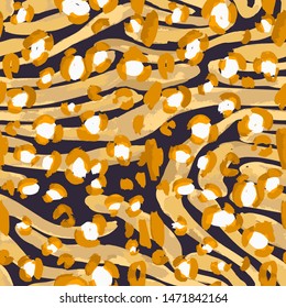 Animal skin vector seamless pattern. Leopard spots fur texture design. Vintage background. 