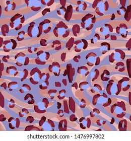 Animal skin vector seamless pattern. Leopard spots fur texture design. Vintage background. 