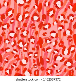 Animal skin vector seamless pattern. Leopard spots fur texture design. Vintage background. 