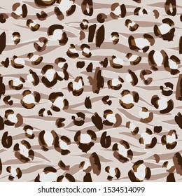Animal skin vector seamless pattern. Leopard spots fur texture design. Vintage background. 