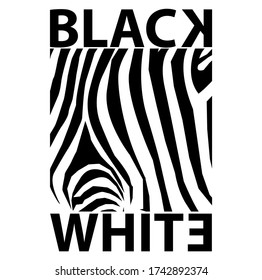 Vector de patrón de cebra de piel animal, campaña de protección animal, diseño de camisas, blanco y negro