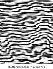 Animal Skin, Zebra Stripes, Abstract Zebra Pattern, Line Art Background, Print Fabric. Amazing Hand Drawn Vector Illustration. Poster, Banner, Web Mobile Interface Template. Black And White