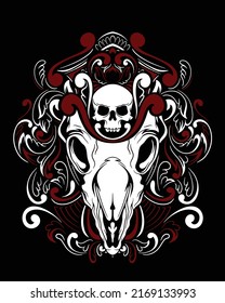 Animal Skull artwork illustration and t shirt design Premium Vector