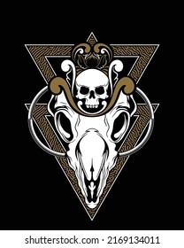 Animal Skull artwork illustration and t shirt design Premium Vector