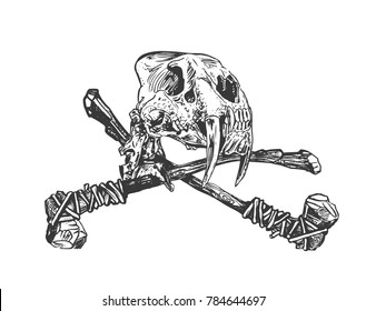 Animal skull with axes