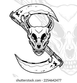 animal skull death scythe logo