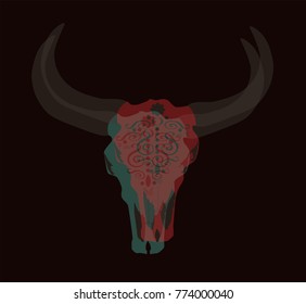 Animal skull Double Exposure Duotone vector, Bulls head