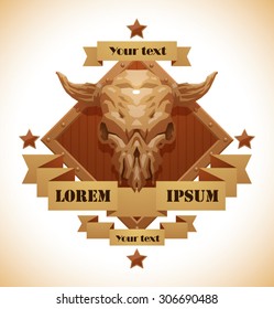 Animal skull emblem, cow, vector