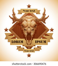 Animal skull emblem, moose,  vector