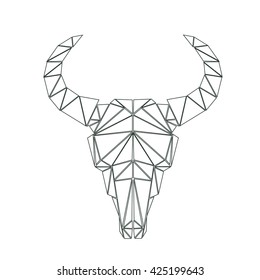 Animal skull, hand drawing, boho style