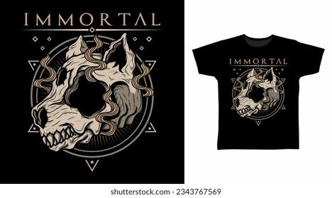 Animal skull head doodle t shirt and apparel design concepts