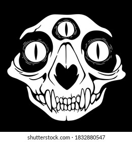 animal skull with monster eyes