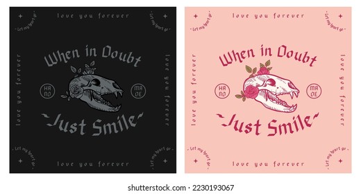 Animal skull and roses flower design
