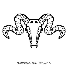 Animal skull set isolated on white background. Vector Illustration.