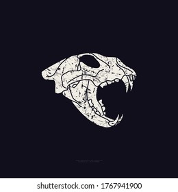 Animal skull silhouette with vintage texture. For logo, emblem and t-shirt design