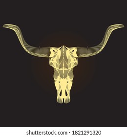 Animal skull wireframe line art with gradient dark background