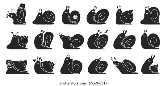 Animal of snail black vector set icon.Illustration of isolated black icon slow animal. Vector illustration set snail on white background .