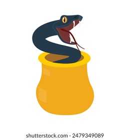 Animal is a snake in a pot. Snake vector illustration