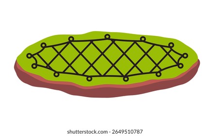 animal snare trap laid flat on a patch of green grass primitive or traditional method of trapping animals in the wild