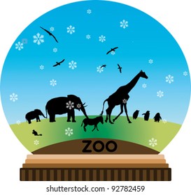 Animal snow-globe isolated