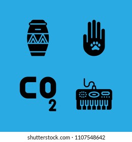 animal solidarity, piano, co and drum icons vector in sample icon set for web and graphic design