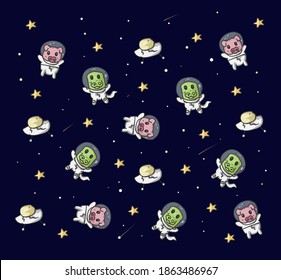 Fondo animal y espacio e imagen vectorial