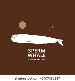 animal sperm whale natural logo vector icon silhouette retro hipster