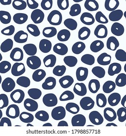 Animal spot silhouettes isolated seamless doodle pattern. Navy blue africal print on white background. Great for wallpaper, textile, wrapping paper, fabric print. Vector illustration.