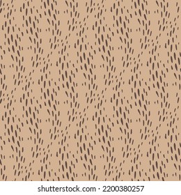 Animal spots patterns. Regular wave. Doodle speckled seamless pattern with brown dots. Vector background for fabric or paper.