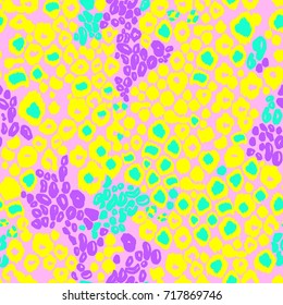 Animal spots vector print trendy colour pattern seamless. Neon lights leopard ornaments natural background. Amazing leo vector template backdrop.