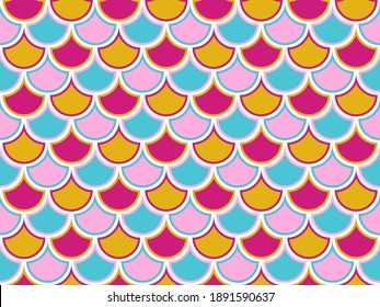 Animal squama cartoon vector endless ornament. Art scallop texture. Snakeskin simple illustration. Cool textile design. Half circle reptile scales pattern.