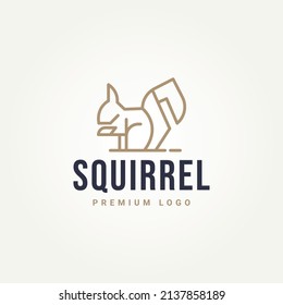 animal squirrel minimalist simple line art logo icon template vector illustration design